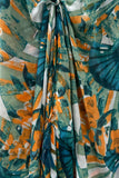 Pool to Party Maxi One Size / Jade / 100% Polyester Maxi Halter Sundress Coverup in Asian Garden Orange Green Print