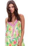 Pool to Party Maxi One Size / Lime / 100% Poly Maxi Tassel Sundress Coverup in Hawaiian Paradise Print