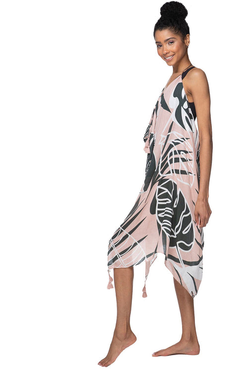 Pool to Party Maxi One Size / Mauve / 100% Polyester Maxi Halter Sundress Coverup  in Shade & Sand Print