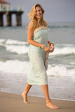 Pool to Party Maxi One Size / Menthol / 100% Modal Double Layer Gauze Four Way Fray Fringe Beach Dress