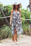 Pool to Party Maxi One Size / Midnight / 100% Poly Maxi Halter Sundress Coverup in Shadow Palms
