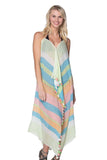 Pool to Party Maxi One Size / Multi / 100% Cotton Maxi Tassel Dress in Lakeside Print