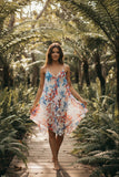 Maxi Halter Short Sundress Coverup in Je T'aime Floral Sheer Print