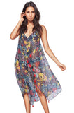 Pool to Party Maxi One Size / Multi / 100% Poly Maxi Halter Sundress Coverup  in Jungle Fever