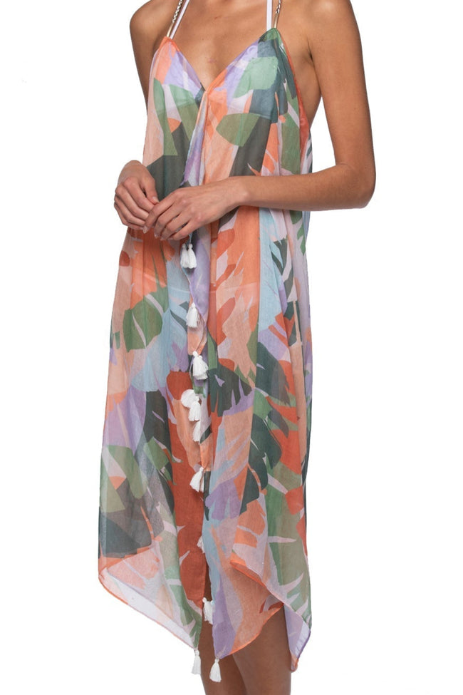 Pool to Party Maxi One Size / Multi / 100% Poly Maxi Halter Sundress Coverup  in Maui Escape Print