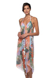 Pool to Party Maxi One Size / Multi / 100% Poly Maxi Halter Sundress Coverup  in Maui Escape Print