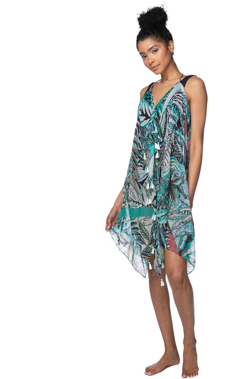 Pool to Party Maxi One Size / Multi / 100% Polyester Maxi Halter Sundress Coverup  in Forest Dweller Print