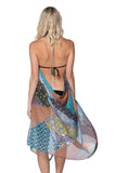 Pool to Party Maxi One Size / Multi / 100% Polyester Maxi Halter Sundress Coverup in Picnic Patchwork