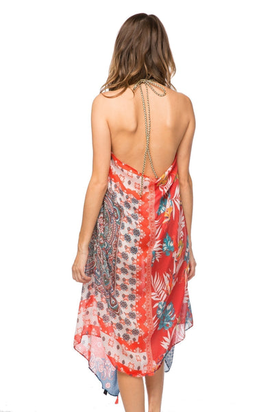 Pool to Party Maxi One Size / Multi / 100% Polyester Maxi Tassel Dress in Two-Faced print