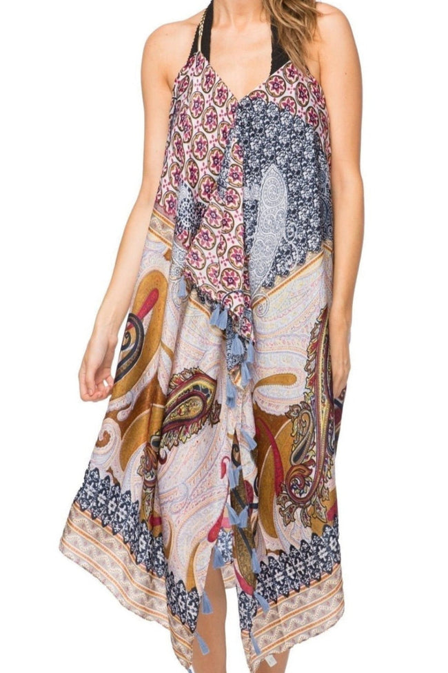 Pool to Party Maxi One Size / Multi / 100% Polyester Maxi Tassel Sundress Coverup in Love Shaker Print