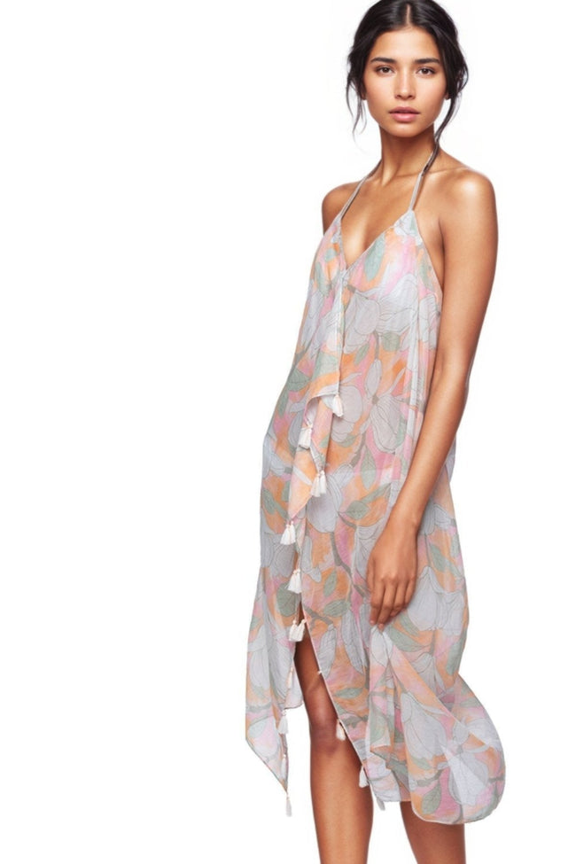 Pool to Party Maxi One Size / Multi / 50% Modal/50% Viscose Maxi Tassel Dress in Once Upon a Garden Print