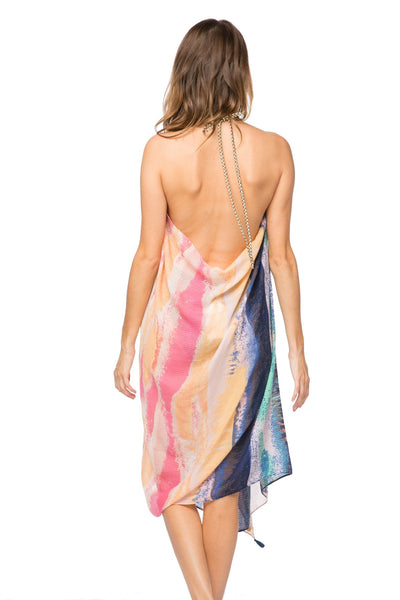 Pool to Party Maxi One Size / Multi / 70% Polyester/ 30% Cotton Maxi Tassel Dress in Mystic Sunrise