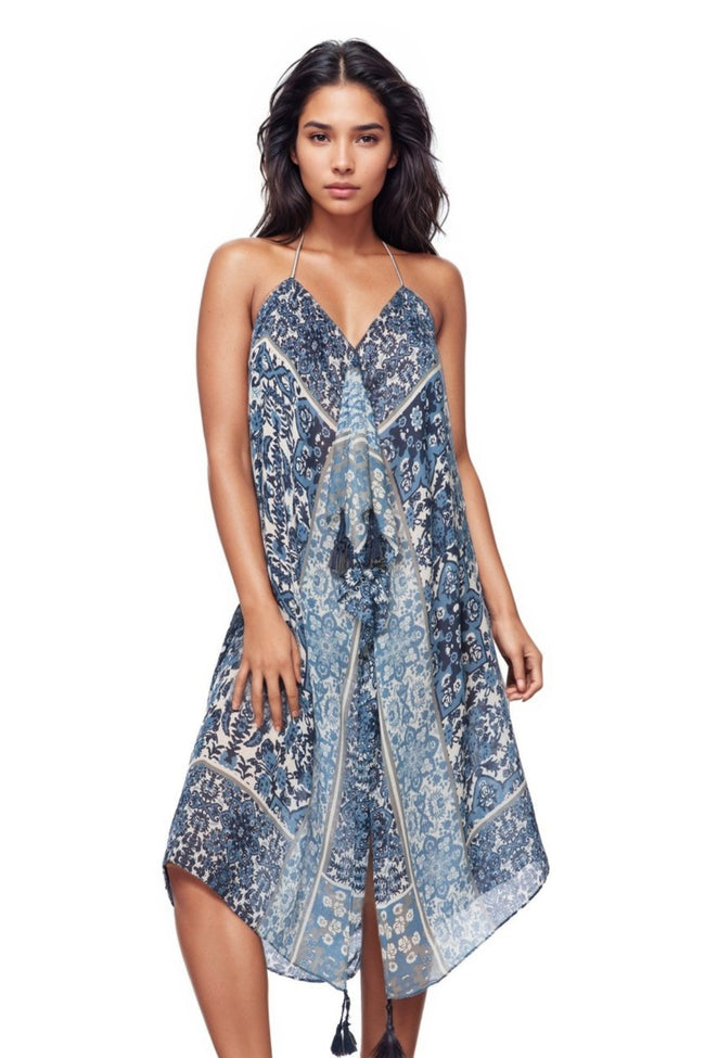 Pool to Party Maxi One Size / Navy / 100% Polyester Maxi Tassel Dress in Into the Dawn