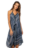 Pool to Party Maxi One Size / Navy / 100% Polyester Nantucket Picnic Print in Multi Tassel Dress