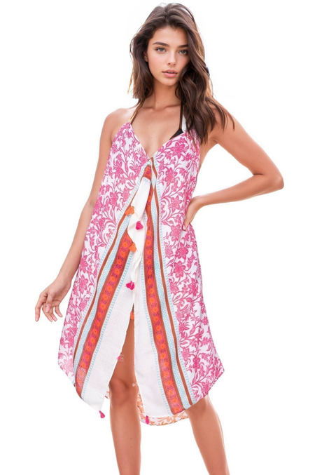 Maxi Halter Sun Dress in Beach Stripe print