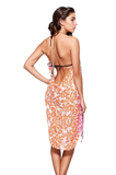 Pool to Party Maxi One Size / Orange/Fuchsia / 100% Polyester Maxi Tassel Dress in Botanical Lattice