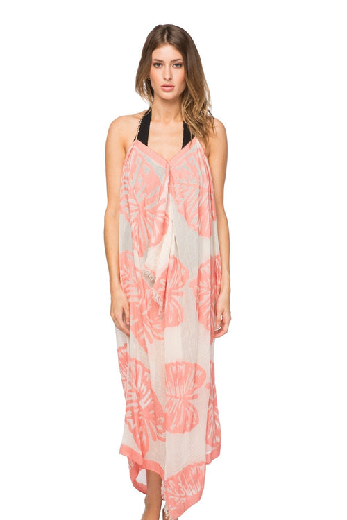 Pool to Party Maxi One Size / Pink / 100% Cotton Maxi Tassel Dress in The Tropics