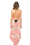 Pool to Party Maxi One Size / Pink / 100% Cotton Maxi Tassel Dress in The Tropics Pineapple Jacquard Fabric