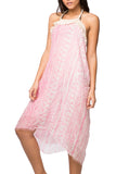 Pool to Party Maxi One Size / Pink / 100% Modal Fringe Beach Dress in Tribal Princess