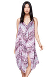 Pool to Party Maxi One Size / Pink / 100% Poly Maxi Halter Sundress Coverup in Striped Scales Print