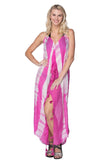 Pool to Party Maxi One Size / Pink / 100% Polyester Maxi Halter Sundress Coverup in Waves & Wind Tie Dye