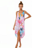 Pool to Party Maxi One Size / Pink / 100% Soft Poly Washed Ashore Print Bright Print - Maxi Halter Sundress Coverup