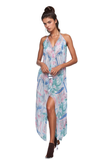 Pool to Party Maxi One Size / Pink / 50% Modal/50% Viscose Maxi Halter Sundress Coverup in World Traveler Print