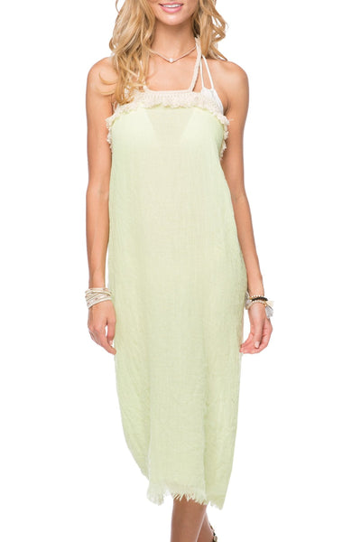 Pool to Party Maxi One Size / Pistachio / 100% Modal Double Layer Gauze Four Way Fray Fringe Beach Dress