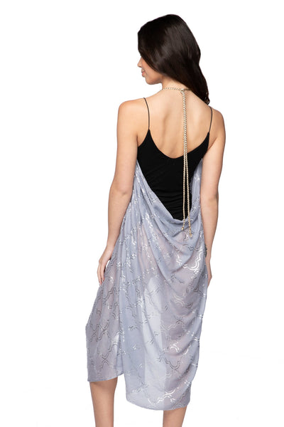 Pool to Party Maxi One Size / Sky / 100% Polyester Maxi Halter Dress in Silver Lining - Sky