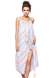 Pool to Party Maxi One Size / Sky / 100% Polyester Maxi Tassel Dress in Salt Water Taffy