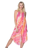 Pool to Party Maxi One Size / Sunrise / 100% Polyester Maxi Halter Sundress Coverup in Poolside Paradise Tie Dye