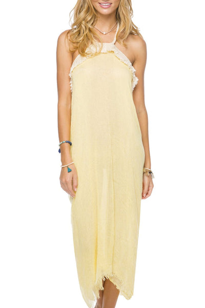 Pool to Party Maxi One Size / Sunshine / 100% Modal Double Layer Gauze Four Way Fray Fringe Beach Dress
