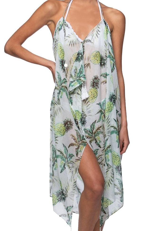 Pool to Party Maxi One Size / White / 100% Polyester Maxi Tassel Dress in Cabana Party White