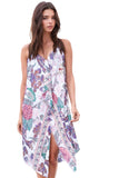 Pool to Party Maxi One Size / White / Satin Poly Maxi Halter Sundress Coverup  in Enchanting Blooms Print