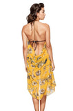 Pool to Party Maxi One Size / Yellow / 100% Poly Maxi Halter Sundress Coverup  in Mellow Yellow print
