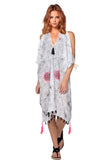 Pool to Party Maxi Open Shoulder Dress in Flower Stitches Embroidery / One Size / Black/Neon Pink Flower Open Shoulder Sundress Coverup in Flower Stitches Embroidery