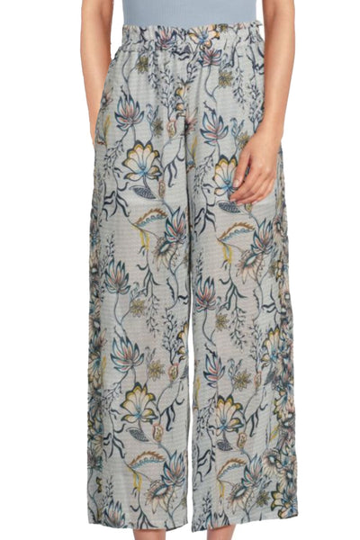 Pool to Party Pant S/M / Secret Garden Shirred Waist Cotton Tie Dye Print Beach Pant