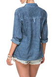 Pool to Party Shirts Button Up Front Lace Shirt - Pigment Dye