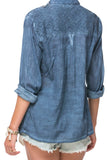 Pool to Party Shirts Button Up Front Lace Shirt - Pigment Dye