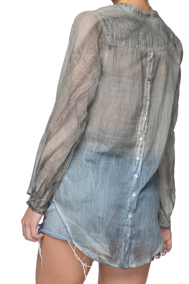 Pool to Party Shirts Crossover Beaded Henley Top- 100% Cotton Pigment Dye