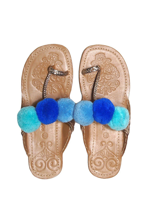 Pool to Party Shoes Pom Pom Sandal / 6 / Gold w/Pool Pom Pom Pom Pom Sandal in Gold Metallic