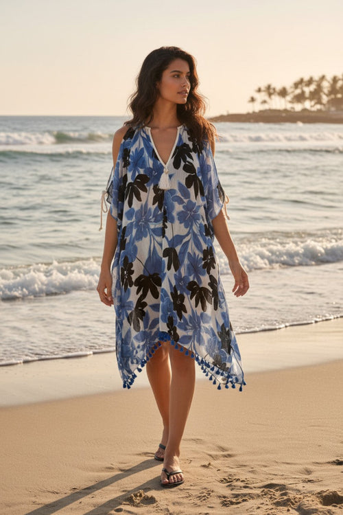 pool-to-party-sun-dress-one-size-Open-Shoulder Sundress Coverup in Blue Blossom Large Floral Blue Print