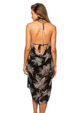 Pool to Party Sun Dress One Size / Black / 100% Polyester Maxi Tassel Sun Dress Coverup in Palm to Dusk Print