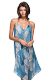 Pool to Party Sun Dress One Size / Blue / 100% Polyester Maxi Halter Sun Dress Coverup- Summer Palms Print