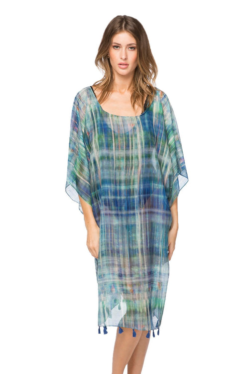 Pool to Party Sun Dress One Size / Blue / 100% Polyester Northern Lights Marina Shift Dress in Blue
