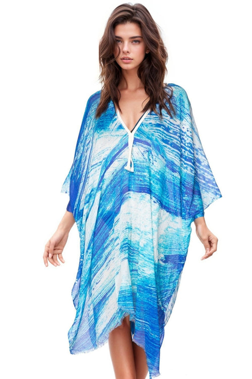 Pool to Party Sun Dress One Size / Blue Riptide Print Luxury Coverup Sun Dress