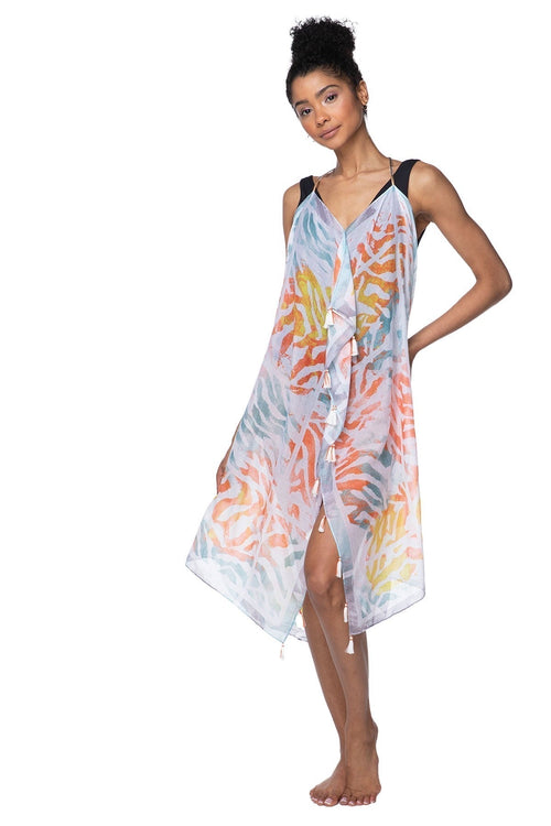 Pool to Party Sun Dress One Size / Multi / 100% Polyester Maxi Halter Sundress Coverup in Summer Sahara Print