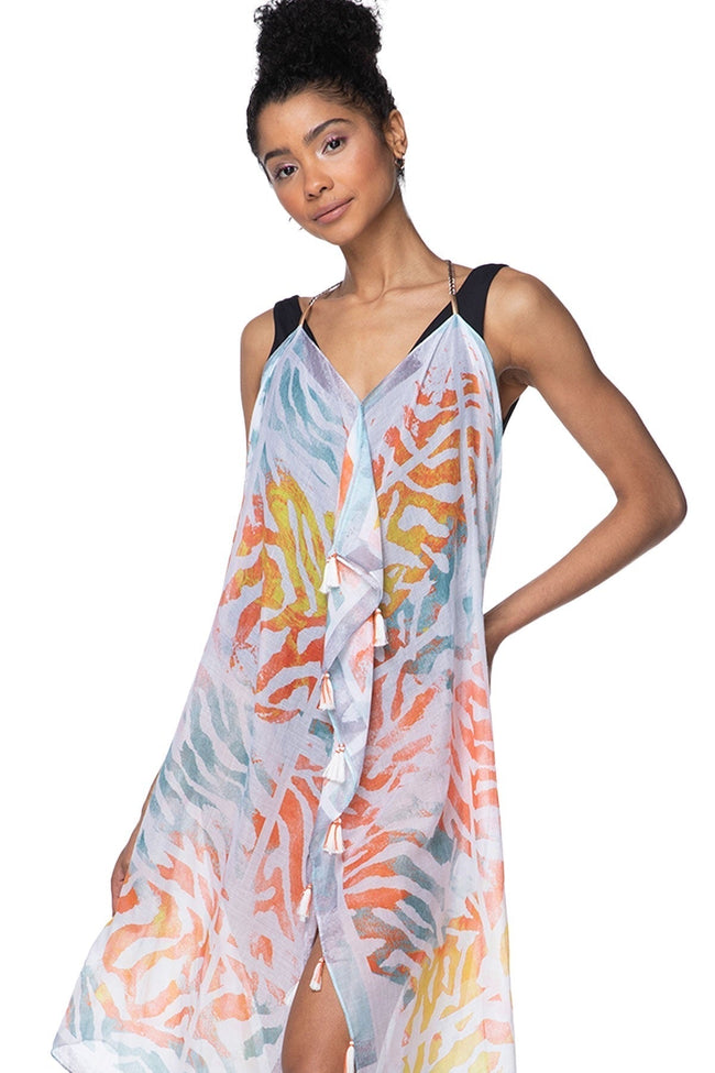 Pool to Party Sun Dress One Size / Multi / 100% Polyester Maxi Halter Sundress Coverup in Summer Sahara Print