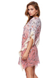 Pool to Party Sun Dress One Size / Pink Boho Beach Sundress Coverup with Fringe in Girly Girl Print