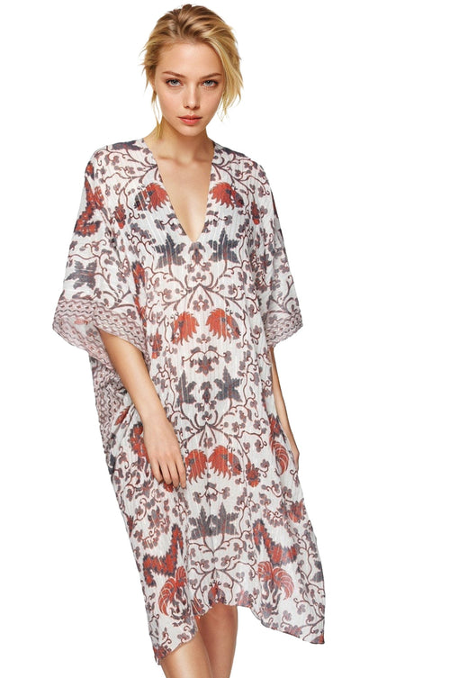Pool to Party Sun Dress One Size / Red Noble Cockerel  Print V-Neck Sundress Coverup